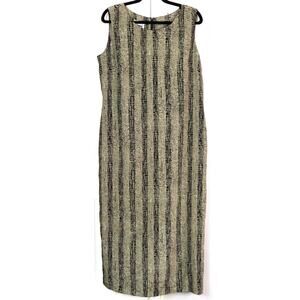 Vintage 90s Leslie Fay Linen Rayon Blend Dress Geometric Grunge Whimigoth Large